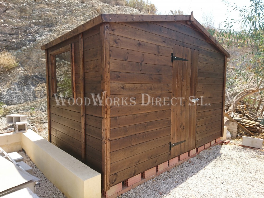 3.4m x 2m Shed in Chestnut Brown. Albox, Almería 877 Woodworks Direct